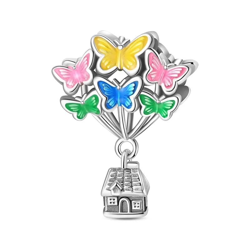 

925 Sterling Silver Colorful Butterfly Romantic Hot Air Balloon Charms Beads For Women Fit Original Bracelet DIY Jewelry Gifts