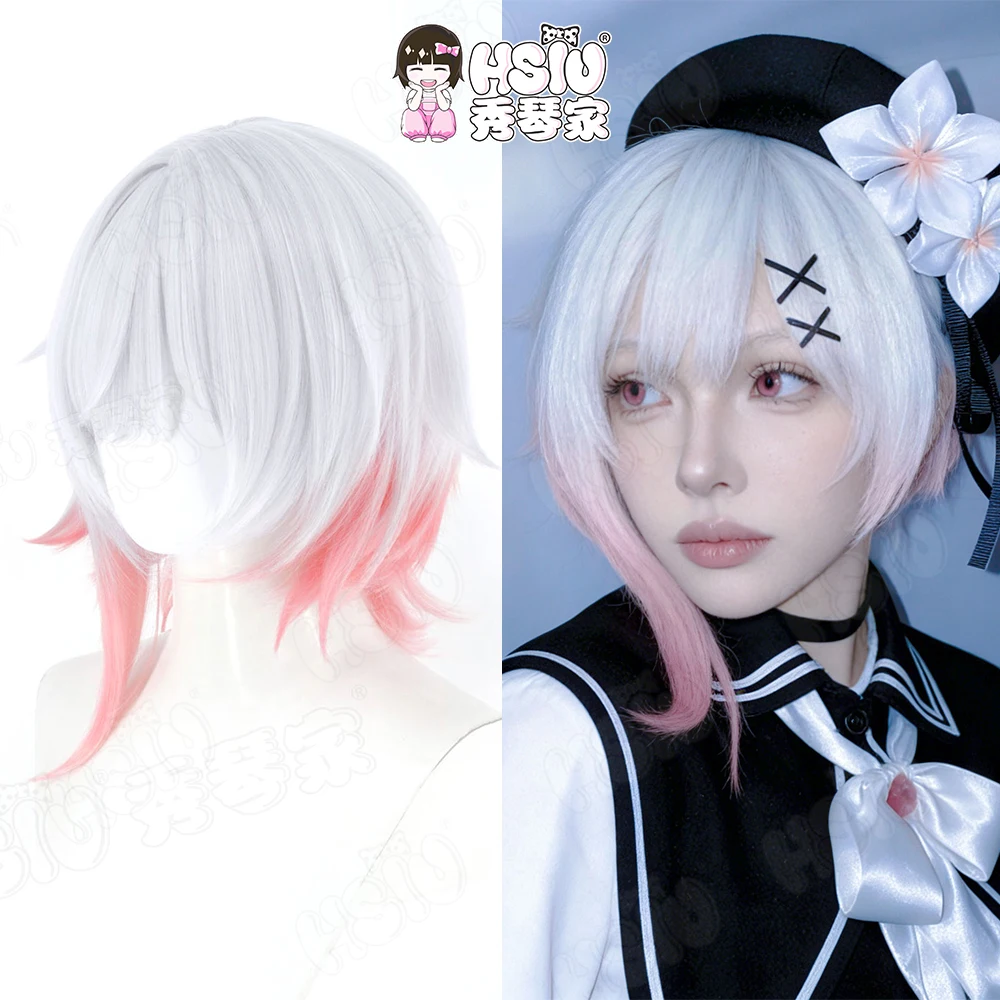 ساكورابا إيما شعر مستعار تأثيري HSIU الأزرق والفضي الشعر القصير مقاومة للحرارة شعر مستعار اصطناعي + غطاء شعر مستعار فتاة سحرية الساحرة محاكمة تأثيري #1