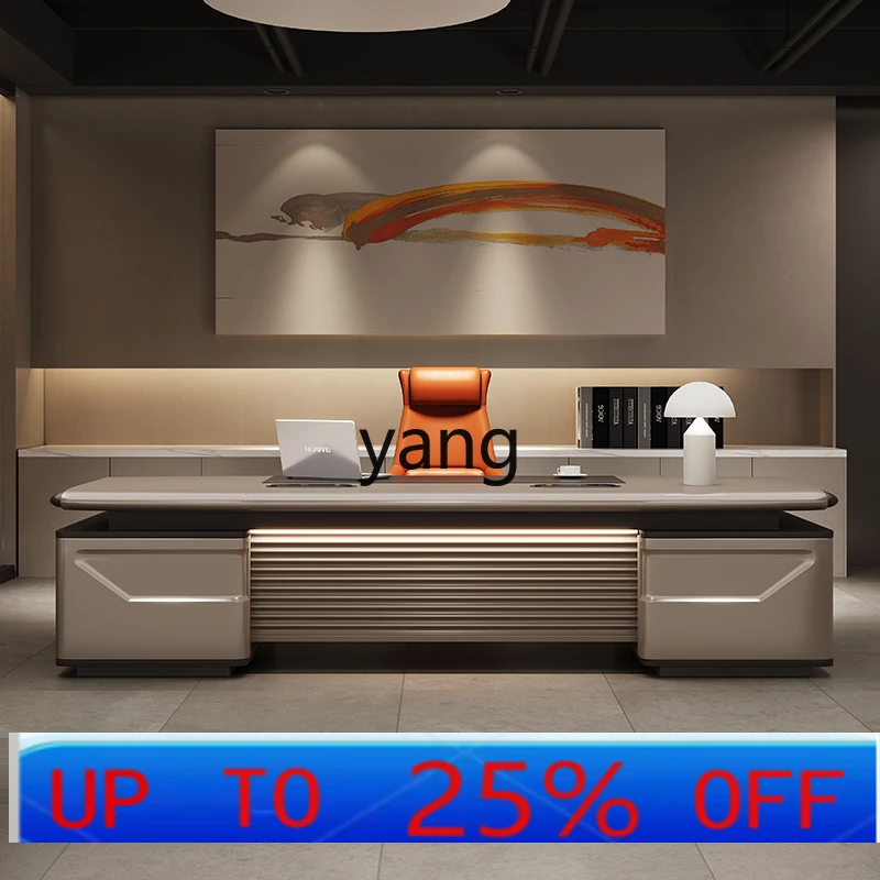 

LMM desk light luxury high-end furniture paint simple modern president table and chairs