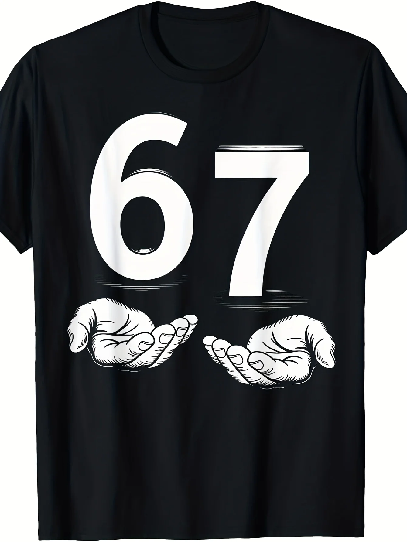 Kids Funny 67 Hands Graphic Short Sleeve  Boys Girls Pure Cotton T-Shirt Casual Soft Breathable Children Daily Wear Summer Tops