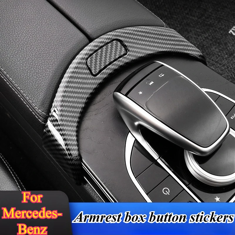 

For Mercedes C E Class C180L C200L GL C260L Center Console Button Cover Frame ABS Carbon Fiber Look Upgrade Interior Accessories