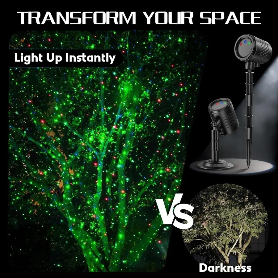 أضواء جهاز عرض ليزر مقاوم للماء لعيد الميلاد في الهواء الطلق 3 ألوان أضواء ليزر للدش على شكل نجمة مع جهاز تحكم عن بعد وفكرة وظيفة الموقت