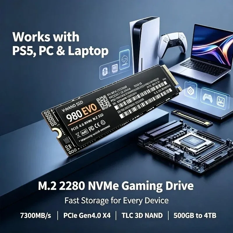 New 980 EVO TLC 3D NAND 7300MB/s M.2 NVMe SSD 2280 Internal Solid State Drive 500GB-4TB For PS5 Gaming Desktop Laptop PC Storage