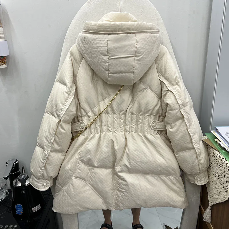 2023 inverno donna Parka corto piumino scozzese spesso femminile con cappuccio 90% piumino d'anatra bianco con borsa