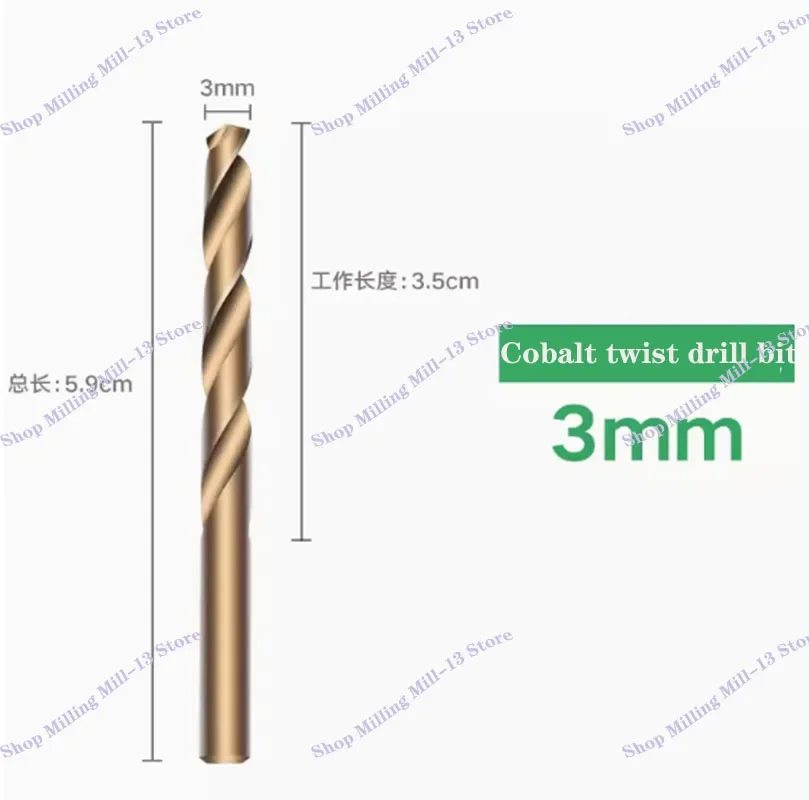 Broca de torção revestida de cobalto, broca M35 Gun para madeira e metal, cortador de furos, acessórios para ferramentas elétricas, 1.0-13mm, 1Pc