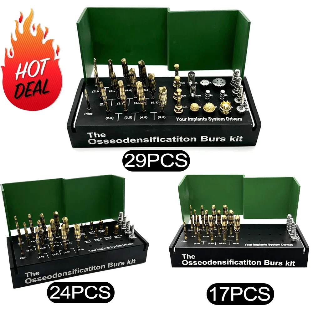 

Dental Implant System Drivers Osseodensification Burs Drills Implant Maxillary Sinus Lift Kit Dental Tools 17/24/29Pcs/kit