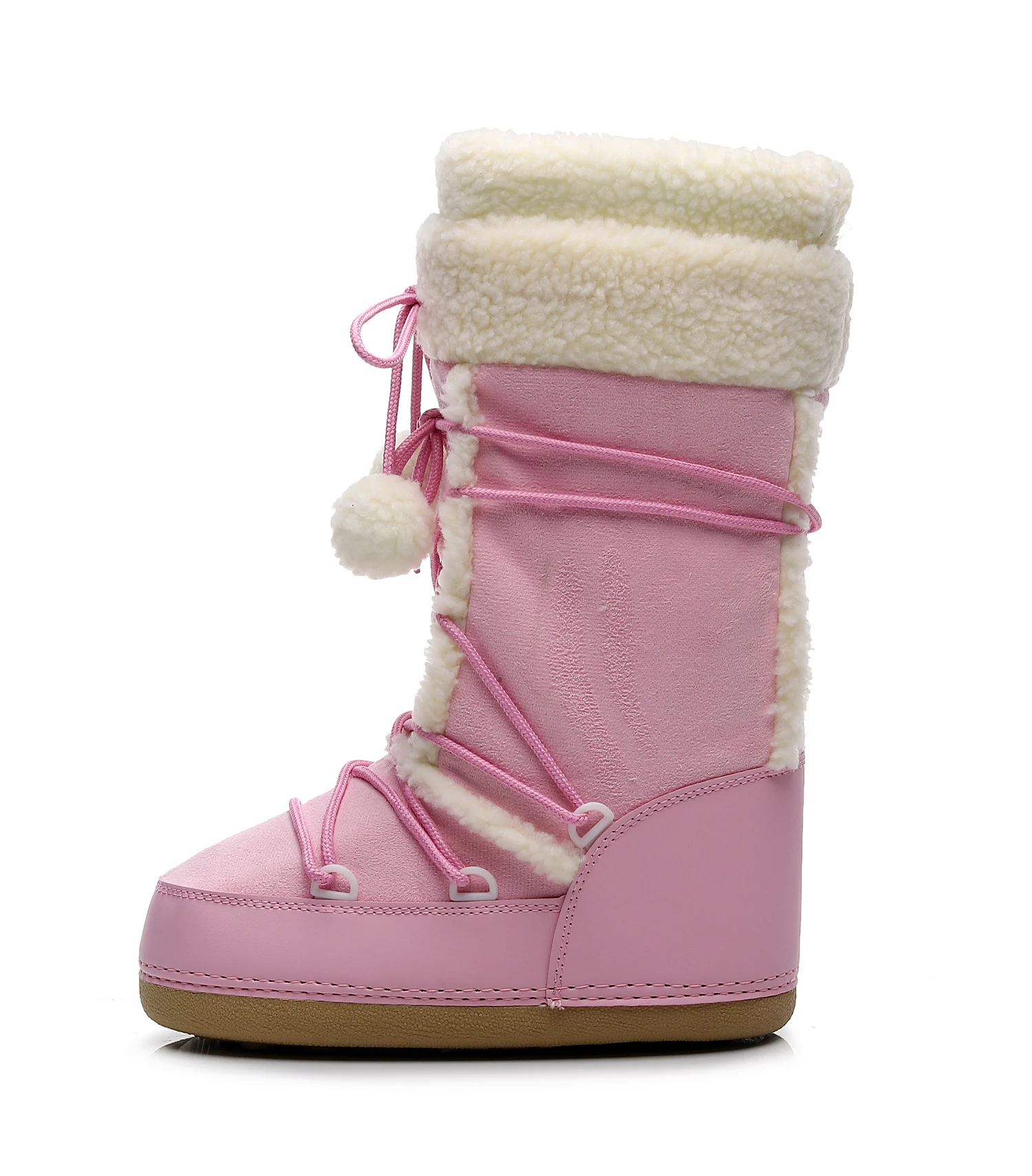 Pink Winter Warm Boots New Women Snow Boots Cold-proof Ski Boots Warm Mid-calf Space Boots Slip-resistant Cotton Shoes Platform