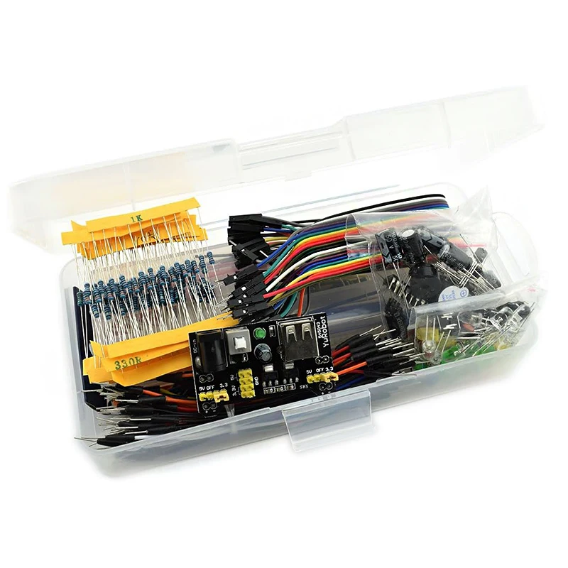 DIY Electronic Component Assorted Kit for Arduino, Breadboard 830 Point, LED, Jumper Wires, Resistors, Capacitors