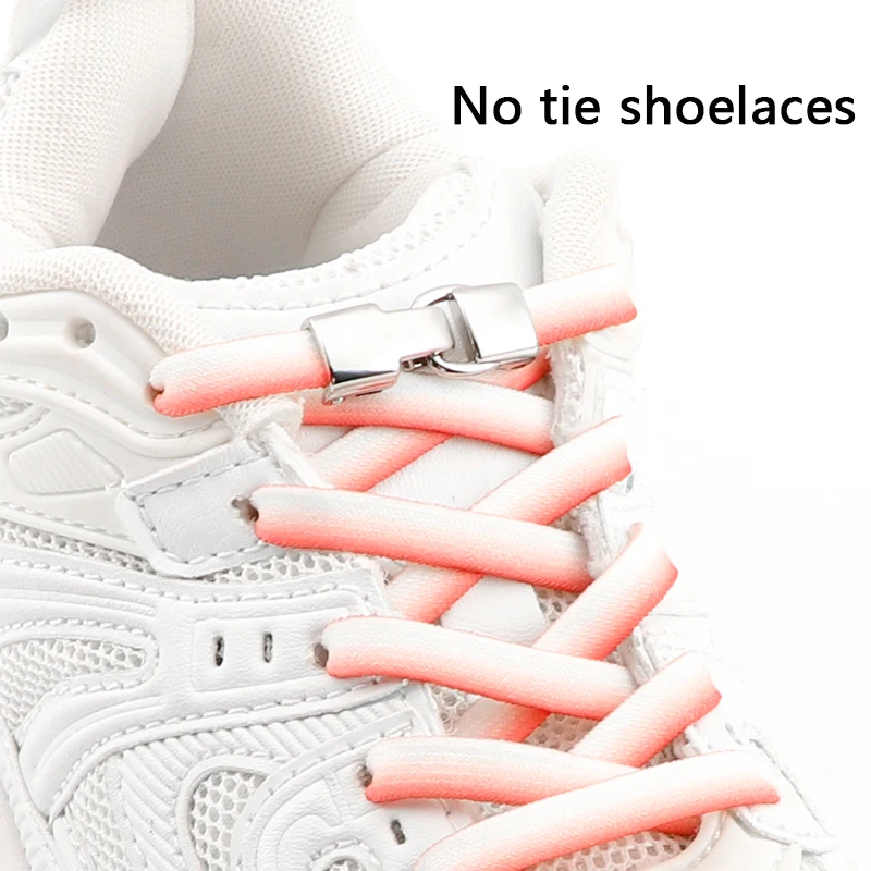 Elastic Laces For Sneakers Gradient Shoelaces Without Ties Silver Metal Hooks Locks For Kids Adult Running Shoes Accessories