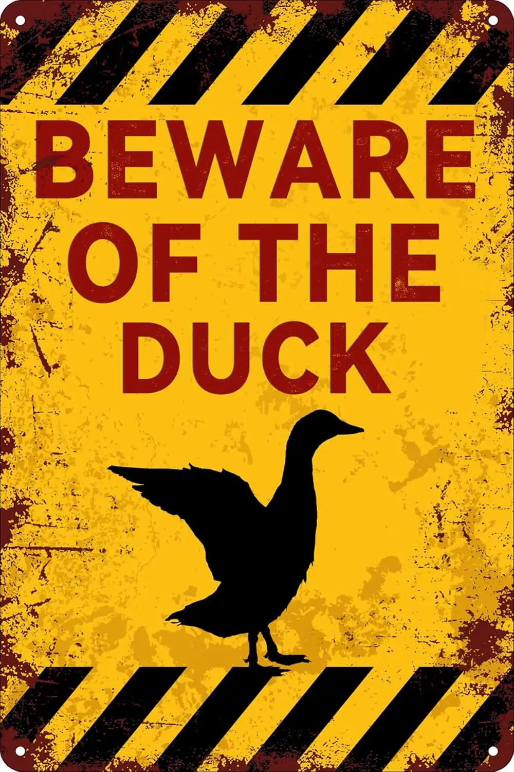 Vintage Beware of The Duck Metal Tin Signs Retro Funny Warning Notice Animal Sign Wall Decor Plaque for Home Farm Garde Backyard