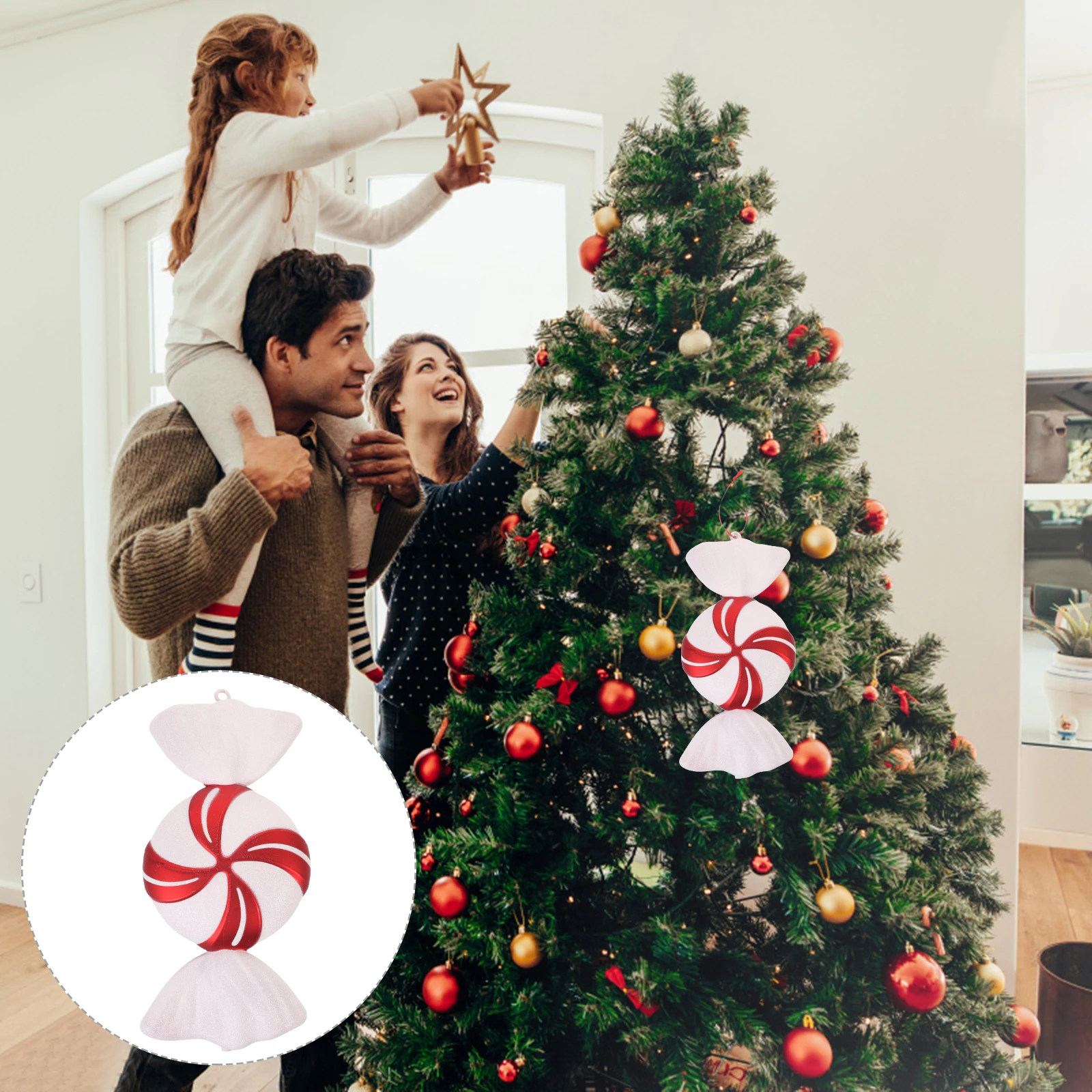 

1Pcs Creative Modeling Christmas Pendant Candy Ornament Simple Structure Easy to Hang Party Decor Festive Embellishment