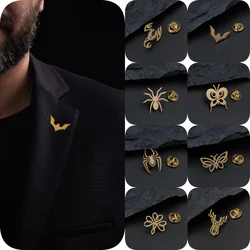 Fashionable Simple Butterfly Bat Brooch Dragonfly Spider Stainless Steel Men's Lapel Pin Suit Neck Accessories
