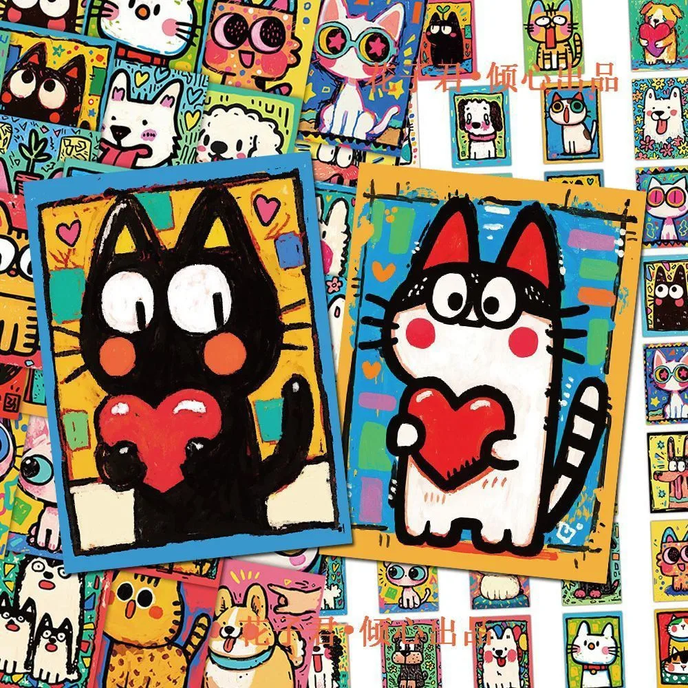 

64pcs Cute Cartoon Cat And Dog Stickers With Vivid Patterns Perfect For Handcrafts Desktop Decor Bullet Journals Scrapbooking