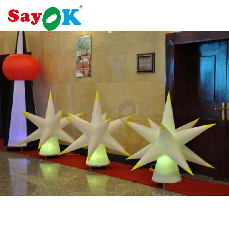 SAYOK Inflatable Star Ground Lighting Decoration Inflatable Star Led Balloon with Air Blower for Event Stage Party Holiday Decor