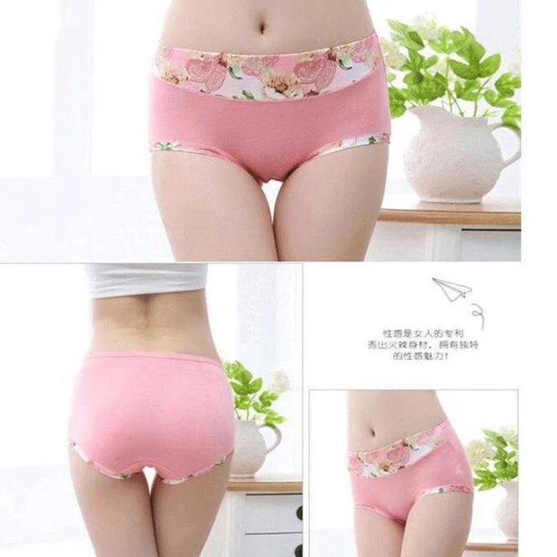5Pcs Women Panties Print Underpants Cute Cotton Panties Plus Size Briefs Ladies Lingeries Panty Sexy Underwear for Obese Female