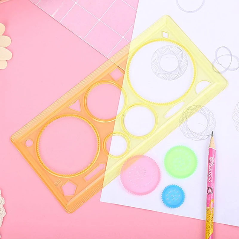 1pcs Multi Shaped Plastic Ruler Painting Drawing Template Oval Geometric Template Curve Pattern Ruler Stationery Office Supplies