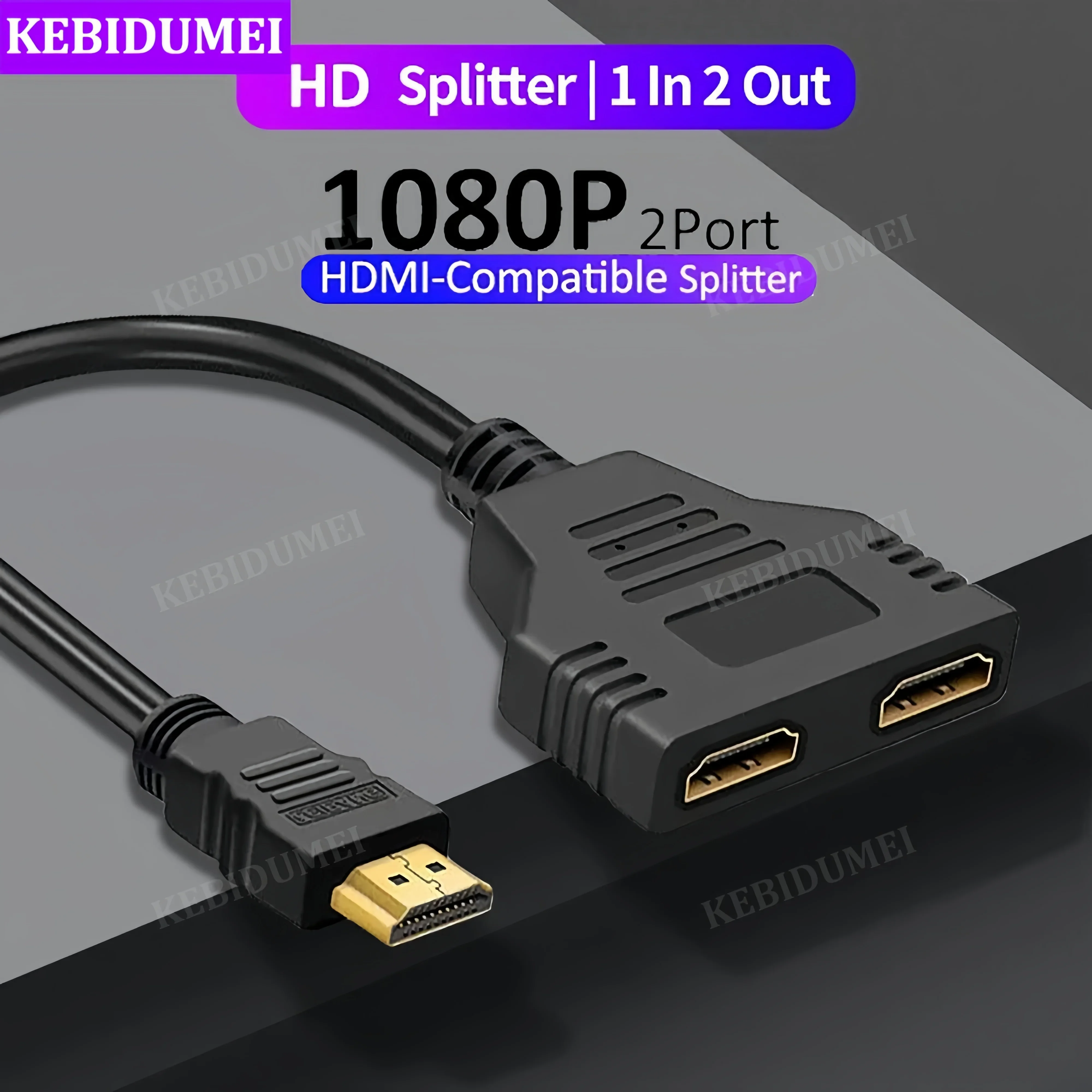 1 In 2 Out HMDI Cable 2 Dual Port HDMI Adapter Splitter 1080P Y Splitter Adapter for LCD TV Box Ps3 Hdmi-Compatible Splitter