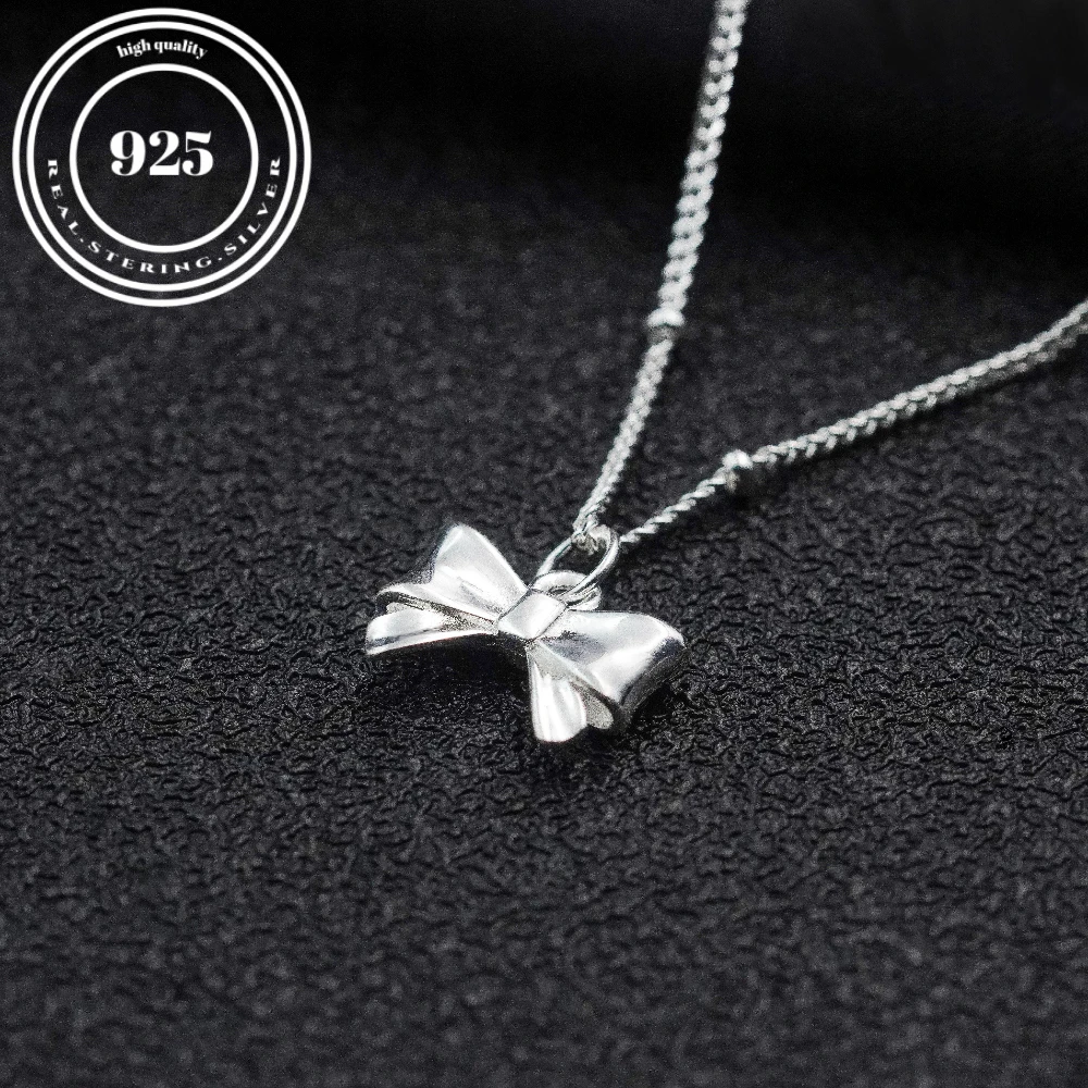 S925 Silver Elegant&Plated Bow Necklace - Perfect Gift for Any Occasion.