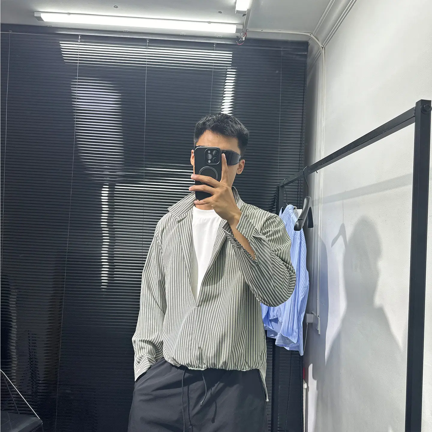 Dark Design Sense Avant-Garde Fake Two-Piece Striped Shirt Autumn Loose Retro Idle Style Versatile Long Sleeve