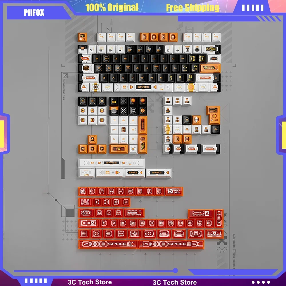 

PIIFOX Wanderlust Plan PBT Keycaps Original Height Keyboard 5-Sided Heat-Sublimation 146 Keys DIY Resinous Side-engraved MAC PC