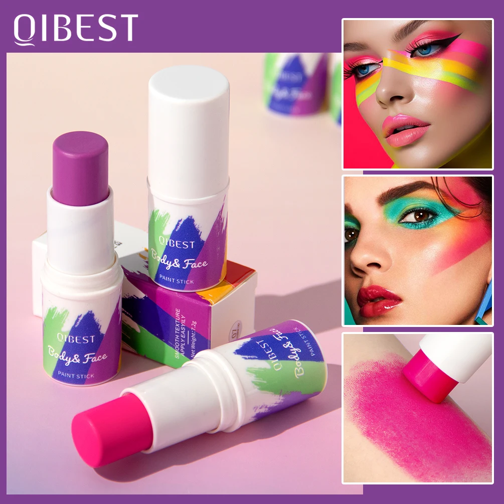 QIBEST Halloween Body Painting Cream Facial Water-soluble Fluorescent Eye Shadow Painting Pen Pigment Facial Stage Painted stick