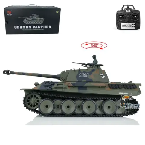 2.4GHz 1/16 HENG LONG 7.0 플라스틱 버전 독일 팬더 V RTR 군용 RC 탱크 3819 모델 – 스피커, 연기 유닛, BB 사격 기능 포함