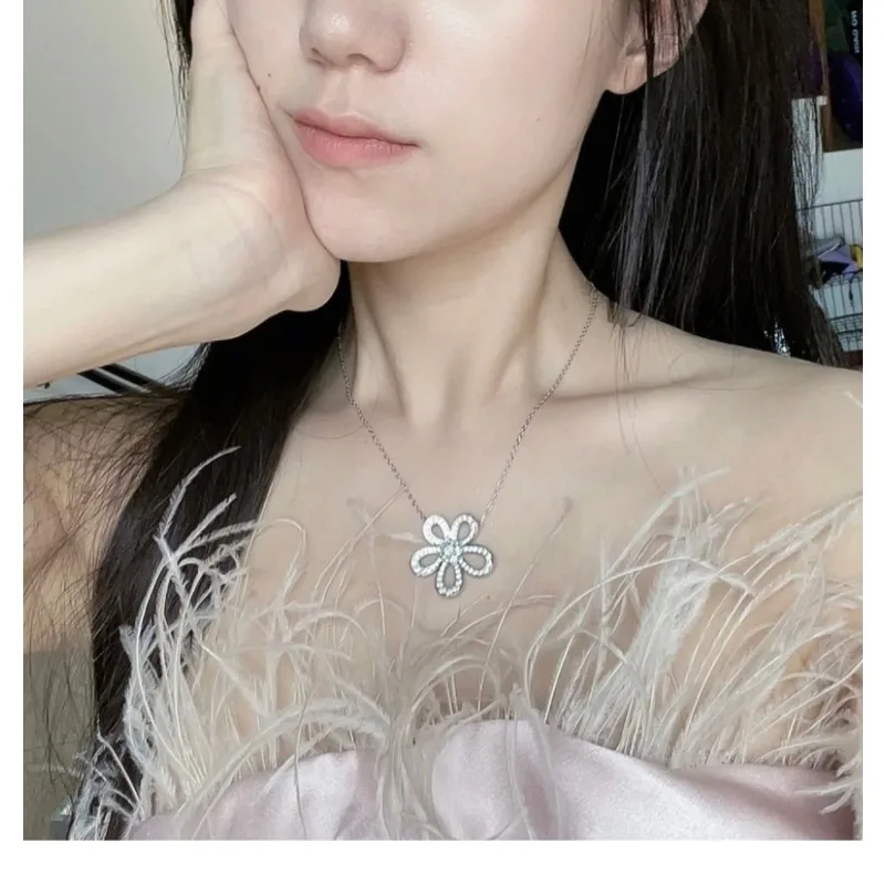 Flower Jewelry Set For Women Flower Zircon Earring Necklace Set Wedding Bride Jewelry Set Women Zircon Necklace
