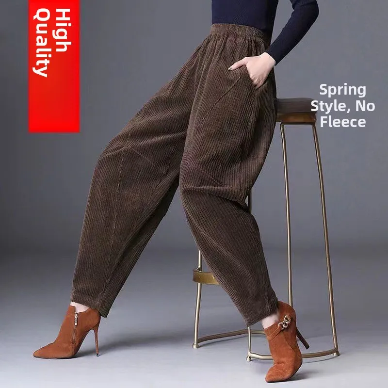 جديد 2025 ربيع المرأة سروال قصير فانوس فضفاض طويل الحريم الجزرة السراويل مريحة عادية عالية الخصر ألياف البوليستر #4