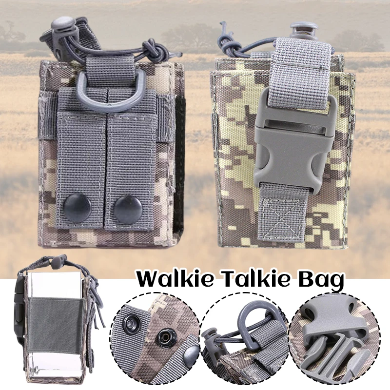 600D Nylon Molle Radio Walkie Talkie Pouch Waist Bag Holder Pocket Portable Interphone Holster Carry Bag for Hunting Camping