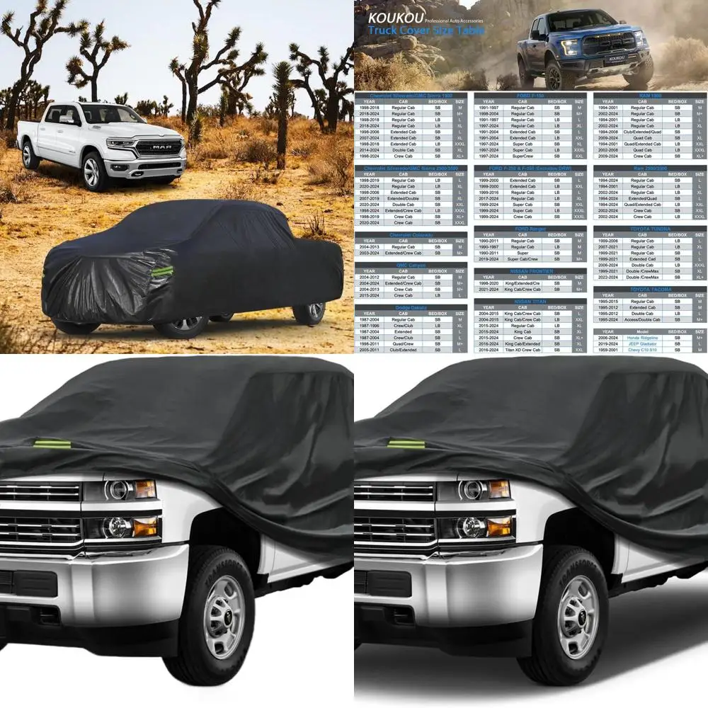 

All-Weather Waterproof 7-Layer Heavy Duty Truck Cover, Universal Fit for 229-242 Trucks: Ford F-150, Ram 1500, Chevy Silverado,