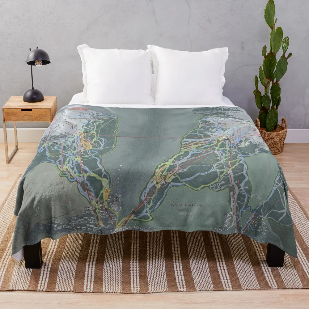 Whistler Blackcomb Resort Trail Map Throw Blanket Luxury Thicken Bed Designers Blankets