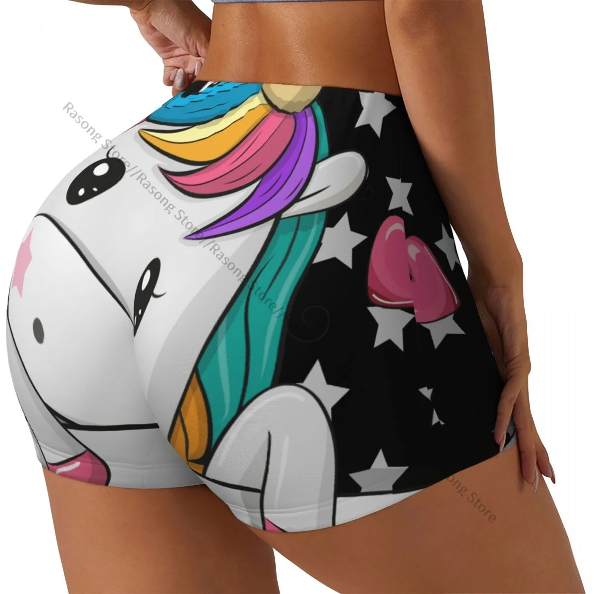

Женские шорты для йоги с рисунком единорога, держит планшет, шорты для тренировок, быстросохнущие женские шорты для йоги, тренажерного зала, спортивная одежда