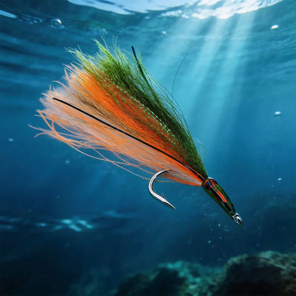 6/0 Leuchtender UV 5,89 Zoll Langer Mund Großer Köderfisch Streamer Fliege mit Epoxid 3D Fischaugen für Hecht, Meer, Tarpon, Salzwasser-Angelköder – Detail 12
