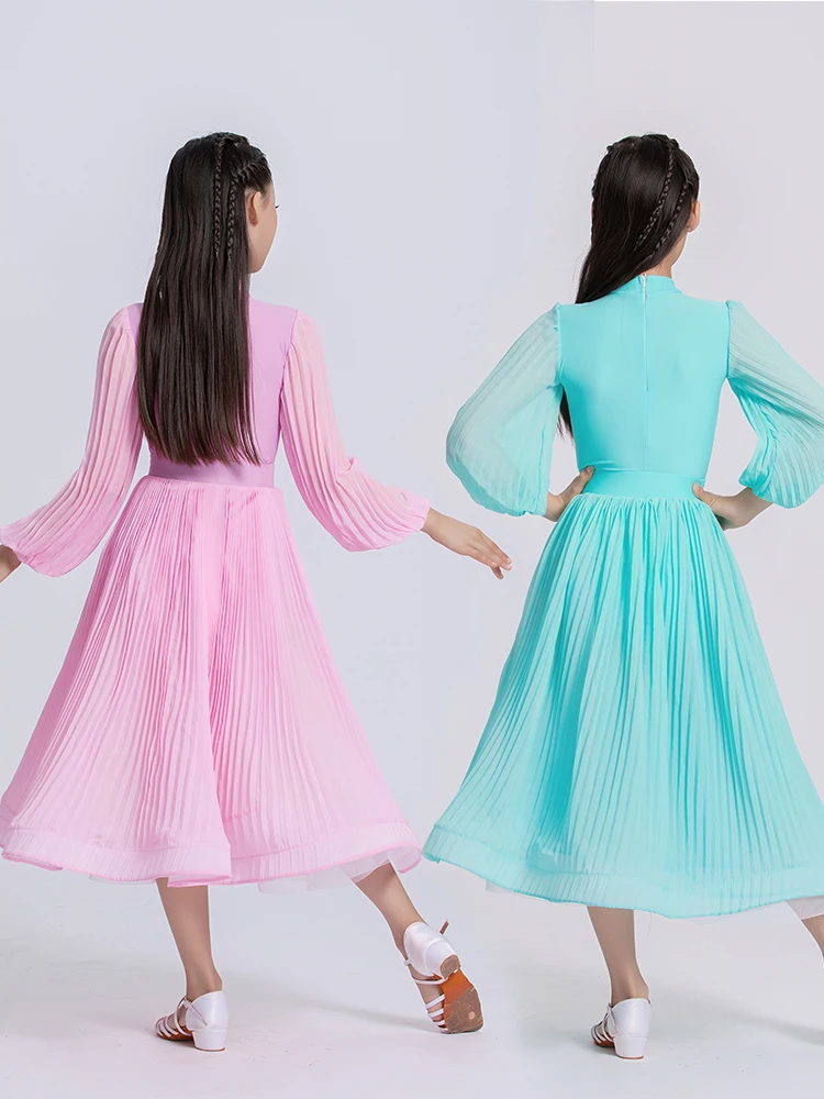 

Modern Dance Costume for Girls Training Performance orm Stand Ballroom Cetition Skirt Wide Swing Outfit Children