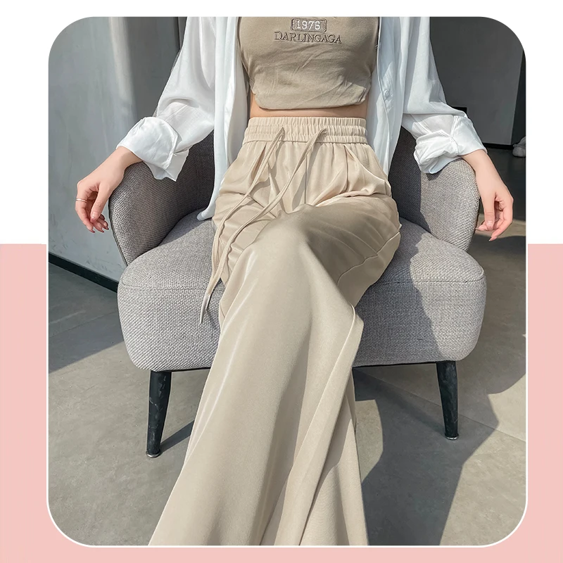 

High waisted narrow version wide leg pants for women's summer 2024 new style slimming loose straight leg casual pants