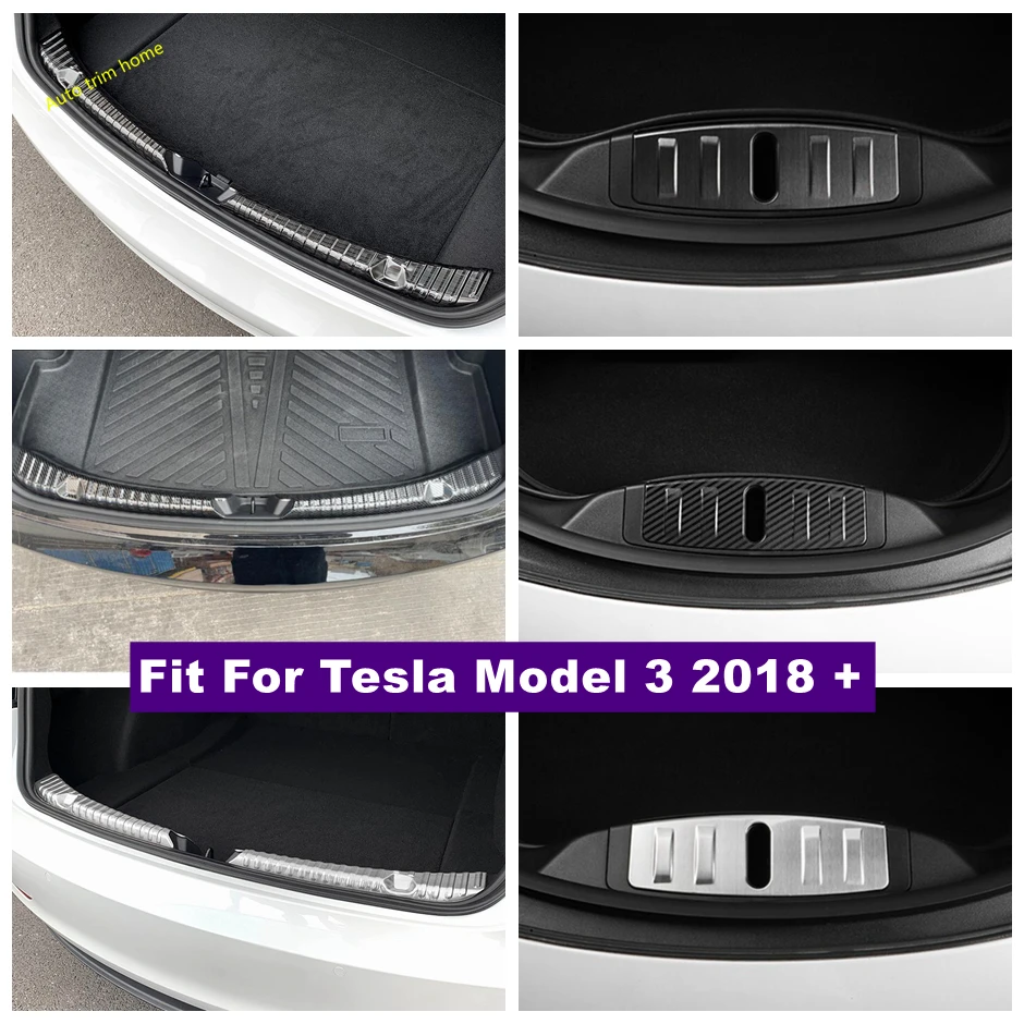 

Car Accessories Front Engine Rear Boot Trunk Bumper Sill Plate Protection Guard Cover Trim For Tesla Model 3 2018 - 2021 Metal