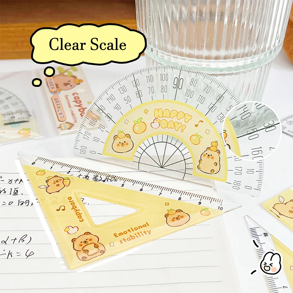 4pcs/set Rulers Drawing Tools Cute Cartoon Soft Ruler Set Office Supplies Set Student Gift
