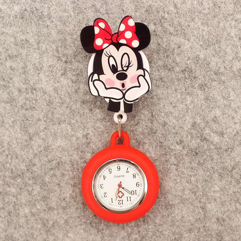 Cartoon Cute Clown Friends Style Stretchable Pocket Watch Retractable And With Clip For Men And Women