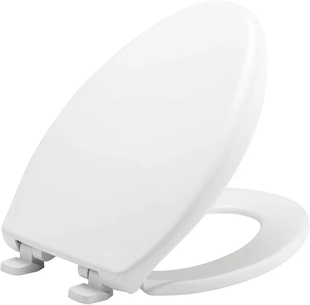 

Heavy Duty Commercial Toilet Seat with No Slam, Elongated White, Secure Installation for Public Restrooms