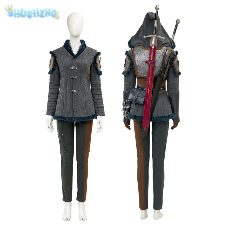 Ciri Witcher 4 Cosplay The Costume Cirilla Fiona Elen Riannon Women Fantasia Uniform Shoes Cloak Props Accessories Halloween Set