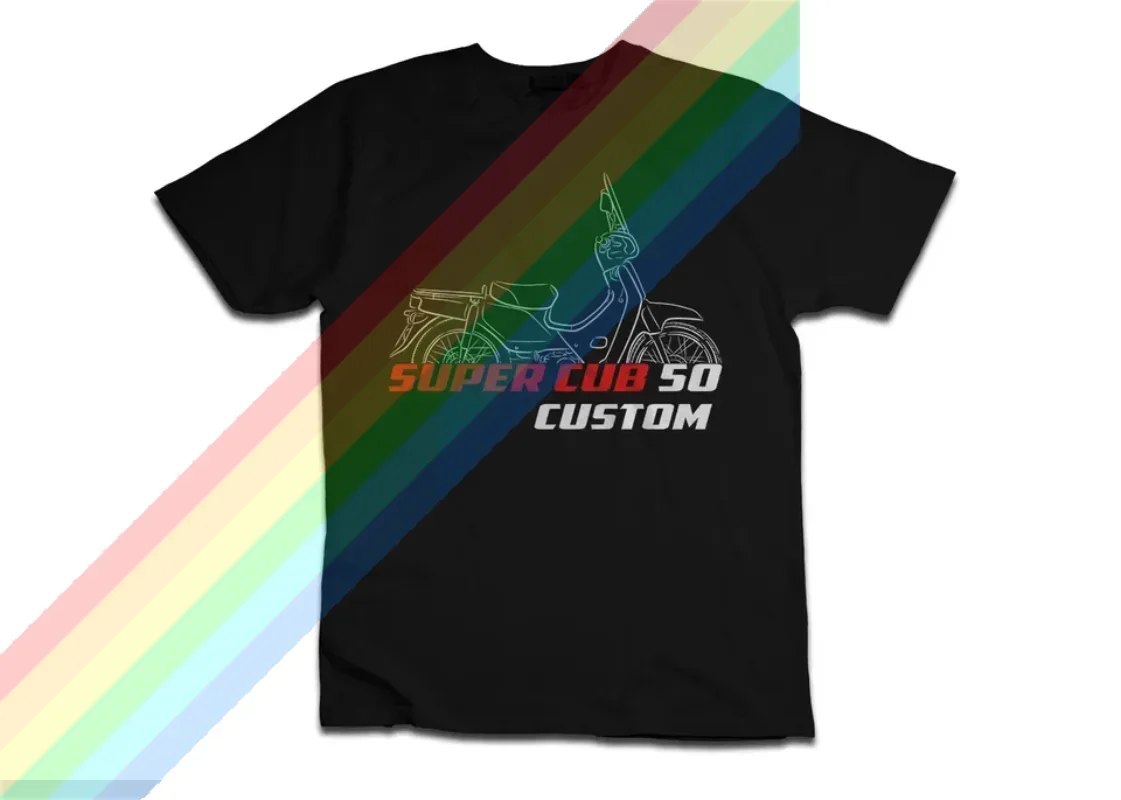 

2025 Men T Shirt Casual T-shirt Hondas Super Cub 50 Super Custom Motorcycle T shirt Graphic Summer Short Sleeves 100% Cotton