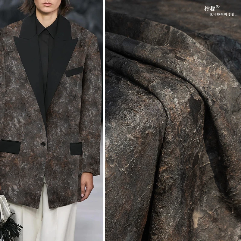 

Черно-коричневая потертая ткань с принтом тай-дай для защиты от морщин, дышащая верхняя одежда, юбка, брюки, креативная одежда, ткань для шитья своими руками