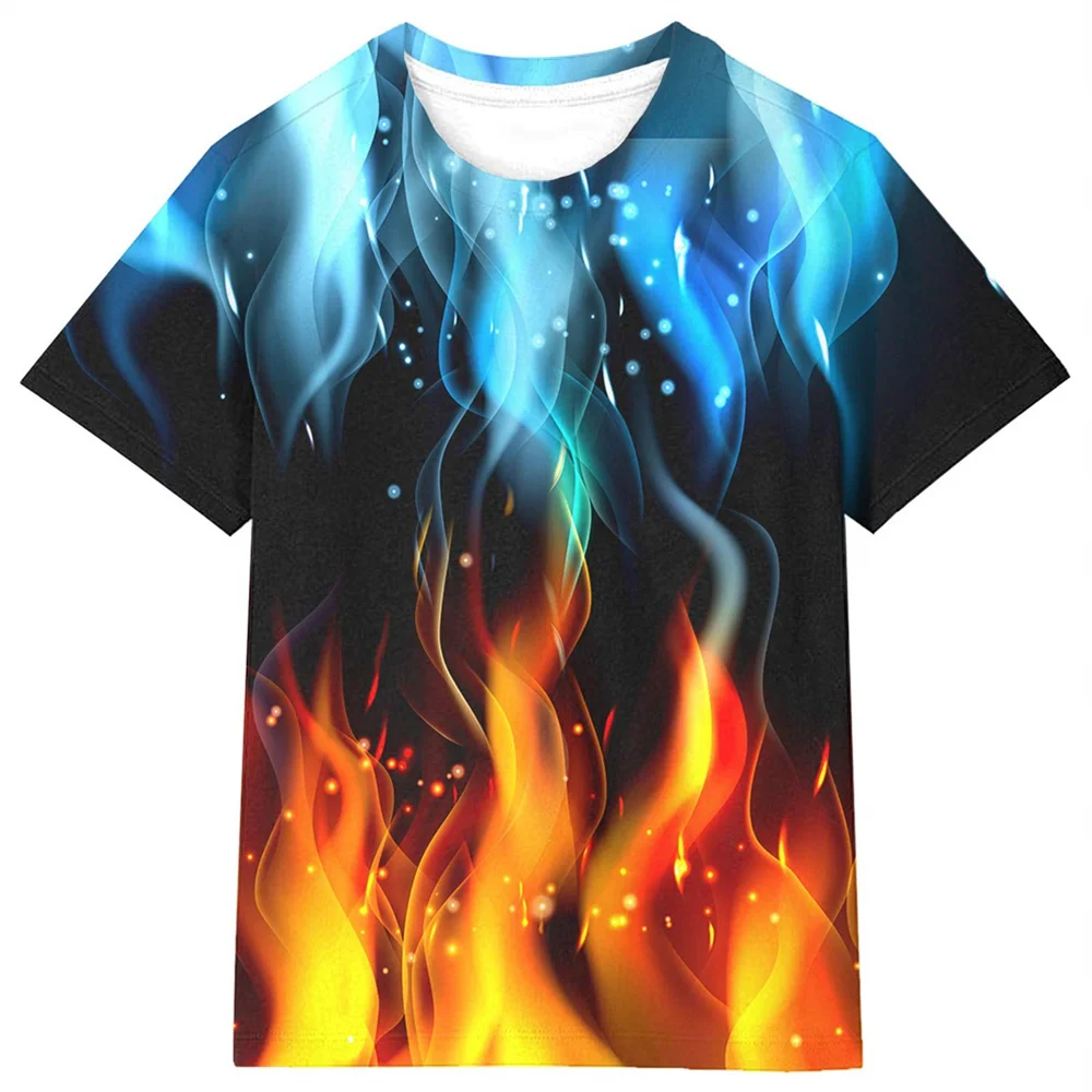 T-Shirts für Kinder, 3D-Druck, Flamme, Blitz, lässig, für Jungen und Mädchen, Tops, Sommer, Rundhalsausschnitt, kurze Ärmel, 2025, Kinderkleidung – Detail 7