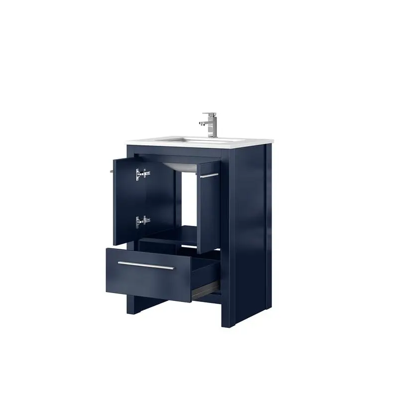 Navy Blue Bath Vanity 24"W x 20"D, Cultured Marble Top with Chrome Faucet Set for Bathroom Sink