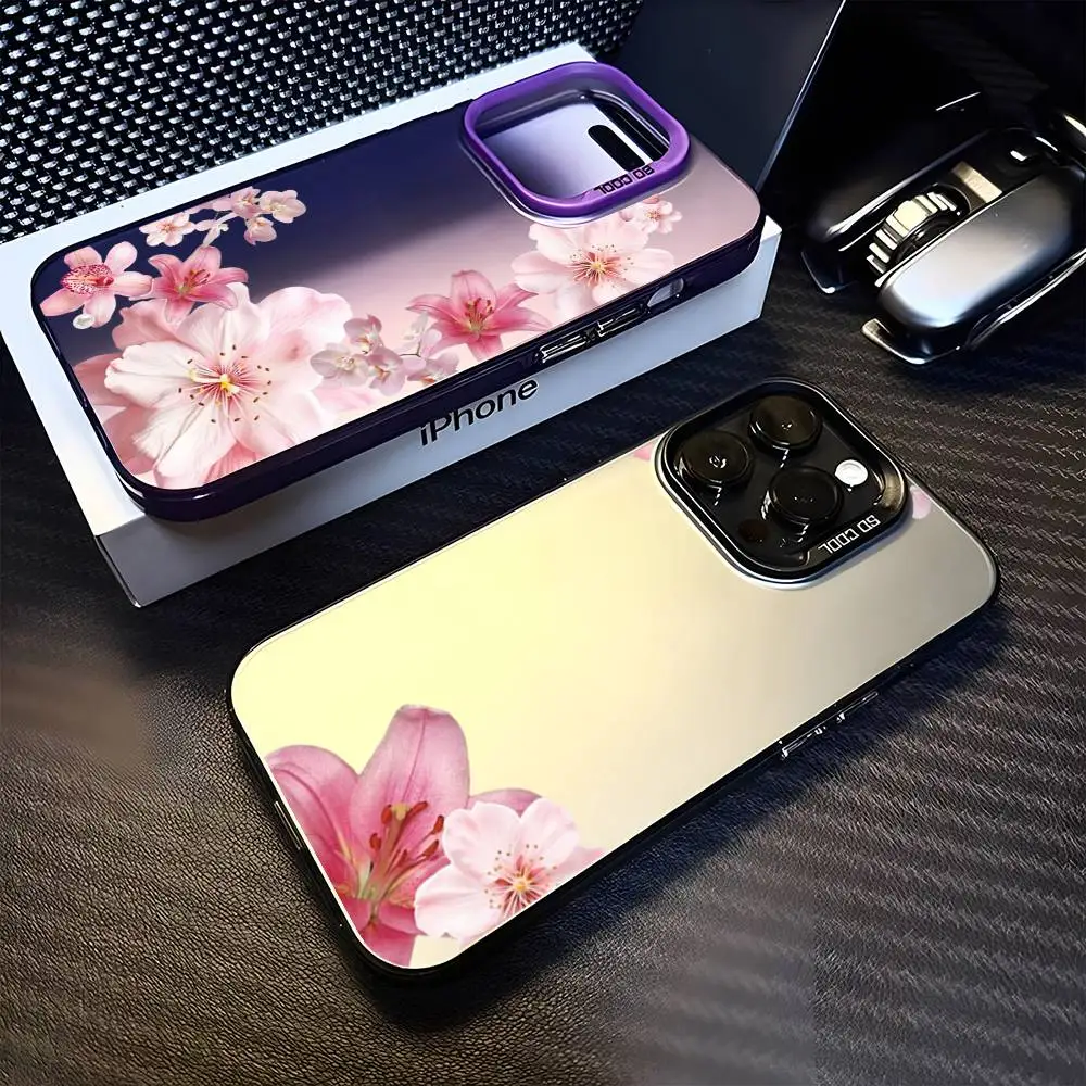 Чехол для телефона Flowers Lily Hibiscue для iPhone 17,16,15,14,13,12,11 Plus, Pro Max, фиолетовый матовый противоударный чехол