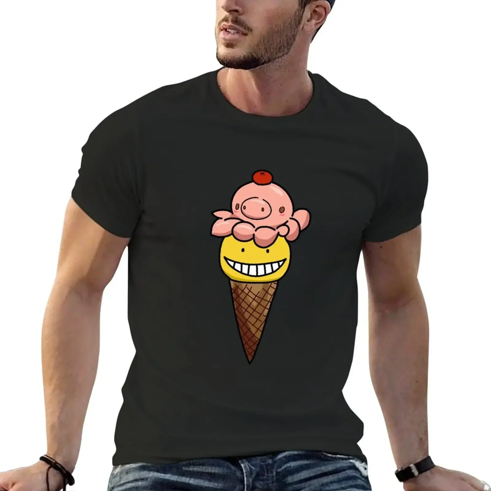 Koro Sensei Ice Cream T-Shirt tees for a boy anime figures Short sleeve tee men