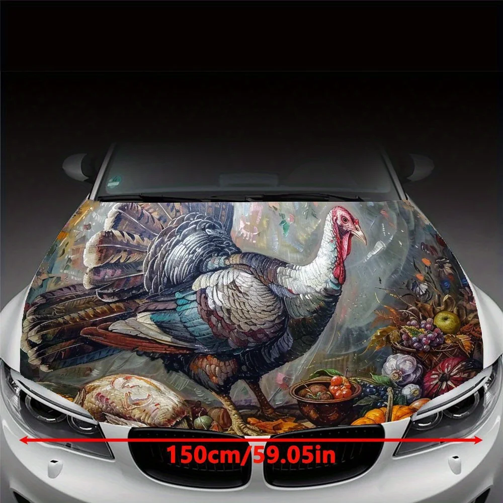 Beautiful Meal - adorned Turkey Thanksgiving Car Hood Wrap Color Vinyl Sticker Truck Graphic Bonnet Auto Accessories Decoration
