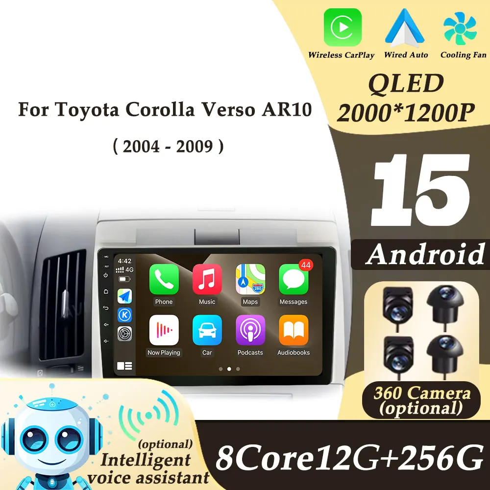 

Android 15 Car Radio Multimedi Player Wireless CarPlay for Toyota Corolla Verso AR10 2004 - 2009 Auto Tools GPS Navi No 2 din BT