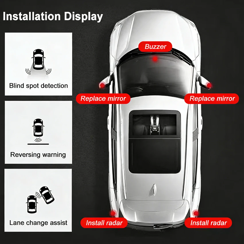Car Blind Spot Detection System BSD BSM BSA Parking Sensor Lane Change Assist For Chery Tiggo 7 2016-2022 Tiggo 8 Plus 2021 2022