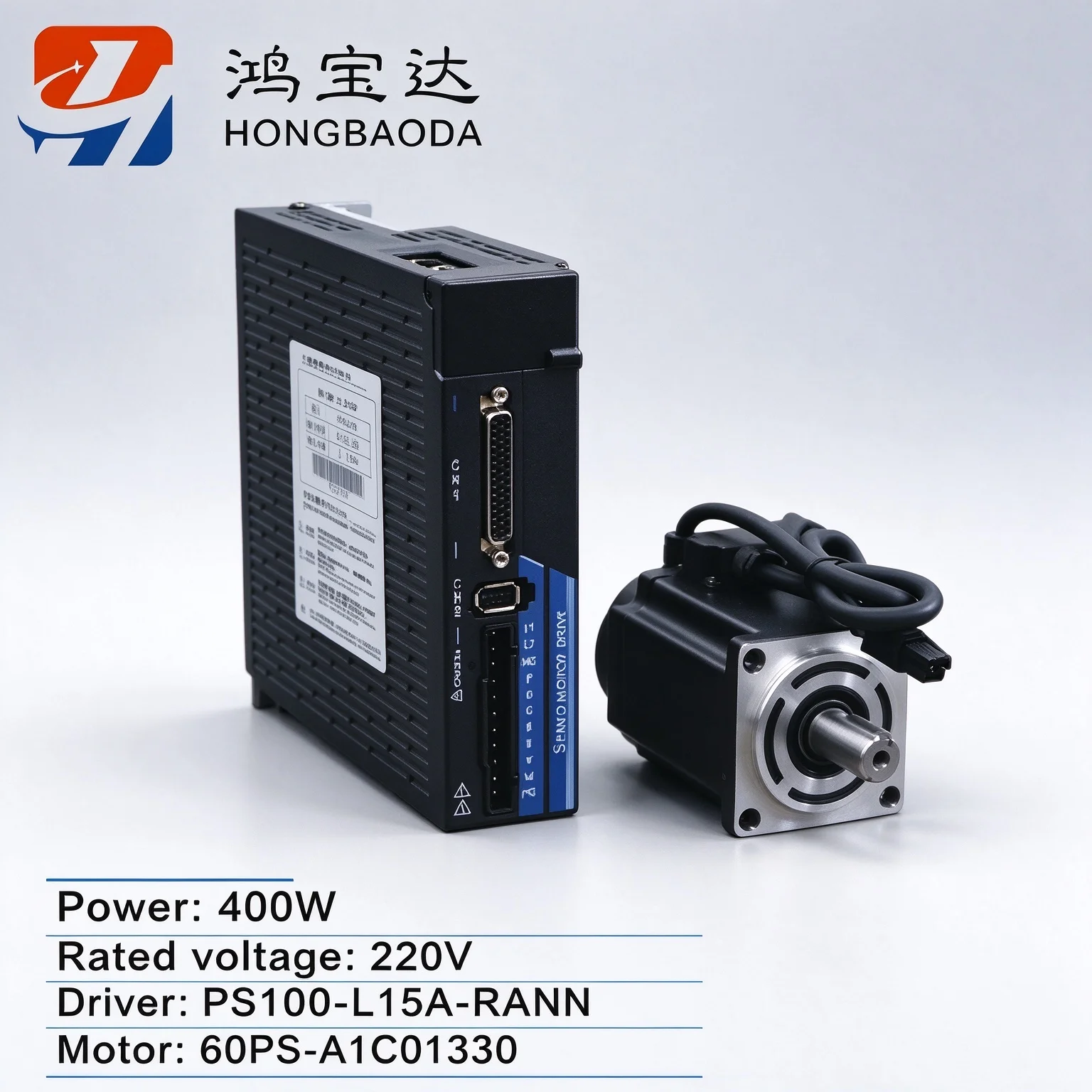 HONGBAODA Servo Motor Kit 400W/750W/1000W 3000RPM High Speed Servo Motor Support 5V 24V Pulse Signal Analog 0-10V RS485 Modbus